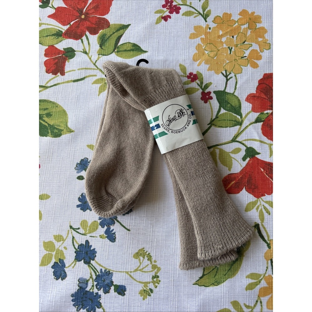NOS Sears Roebuck Brown Socks 75% Duraspun Acrylic 25% Nylon Fits 10-13